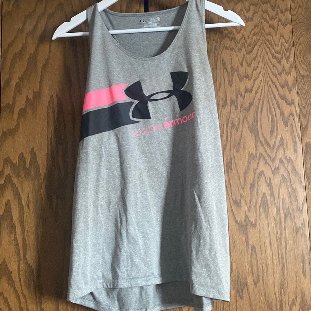 gray under armour tank top size YXL